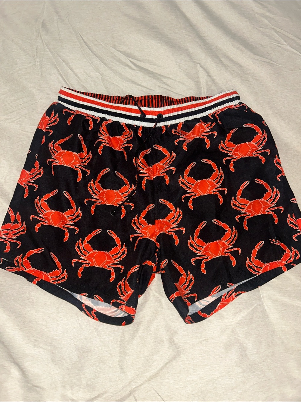 Hugo Boss Crab Print Swim Shorts in Black & Orange